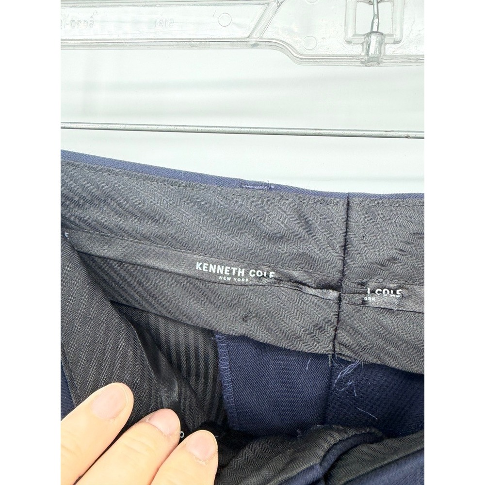 Kenneth Cole New York Dress Pants Navy Blue Slim Fit Basic Trousers 30x30 - Picture 6 of 8